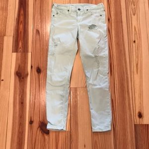 Distressed Mint Colored Jean